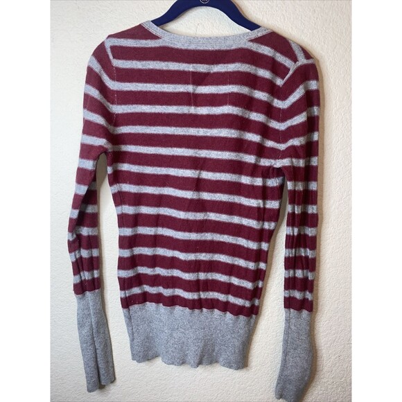 y2k 90s long button sweater Rabbit Hair wool stripe cardigan fitted L mossimo - Picture 7 of 11